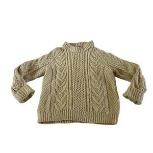 Kids Irish 100% Wool Hand Knit Cable Knit Pullover Sweater Youth Small Fisherman